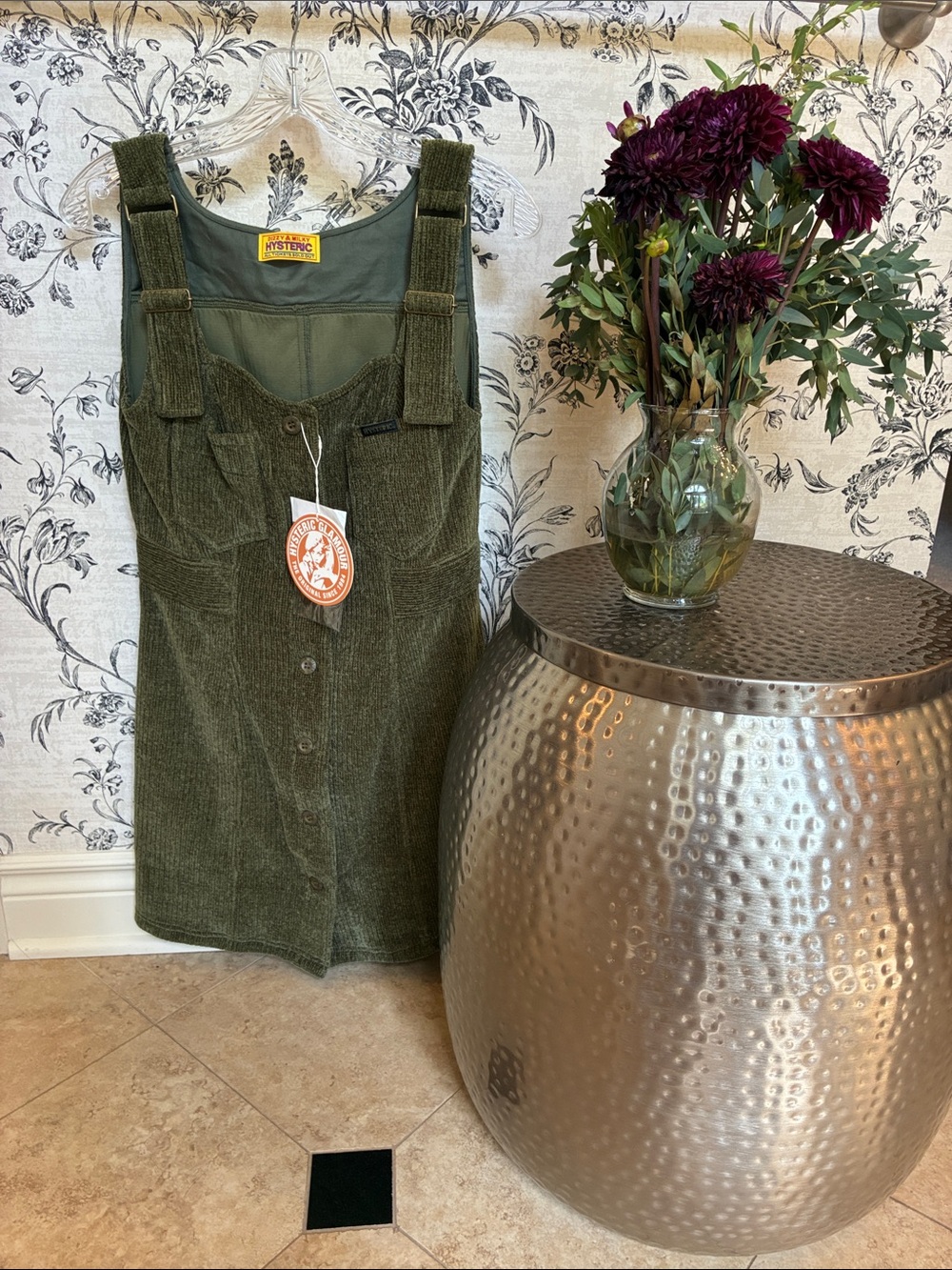 Hysteric Glamour Olive Green Corduroy Pinafore Dress